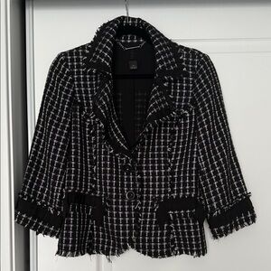 White House Black Market Black and White Checkered Blazer
